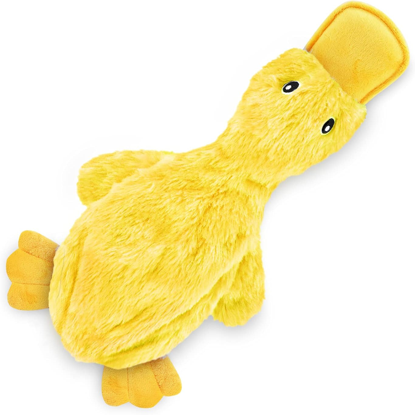 Crinkle Dog Toy for Small, Medium, and Large Breeds, Cute No Stuffing Duck with Soft Squeaker, Fun for Indoor Puppies and Senior Pups, Plush No Mess Chew and Play - Yellow