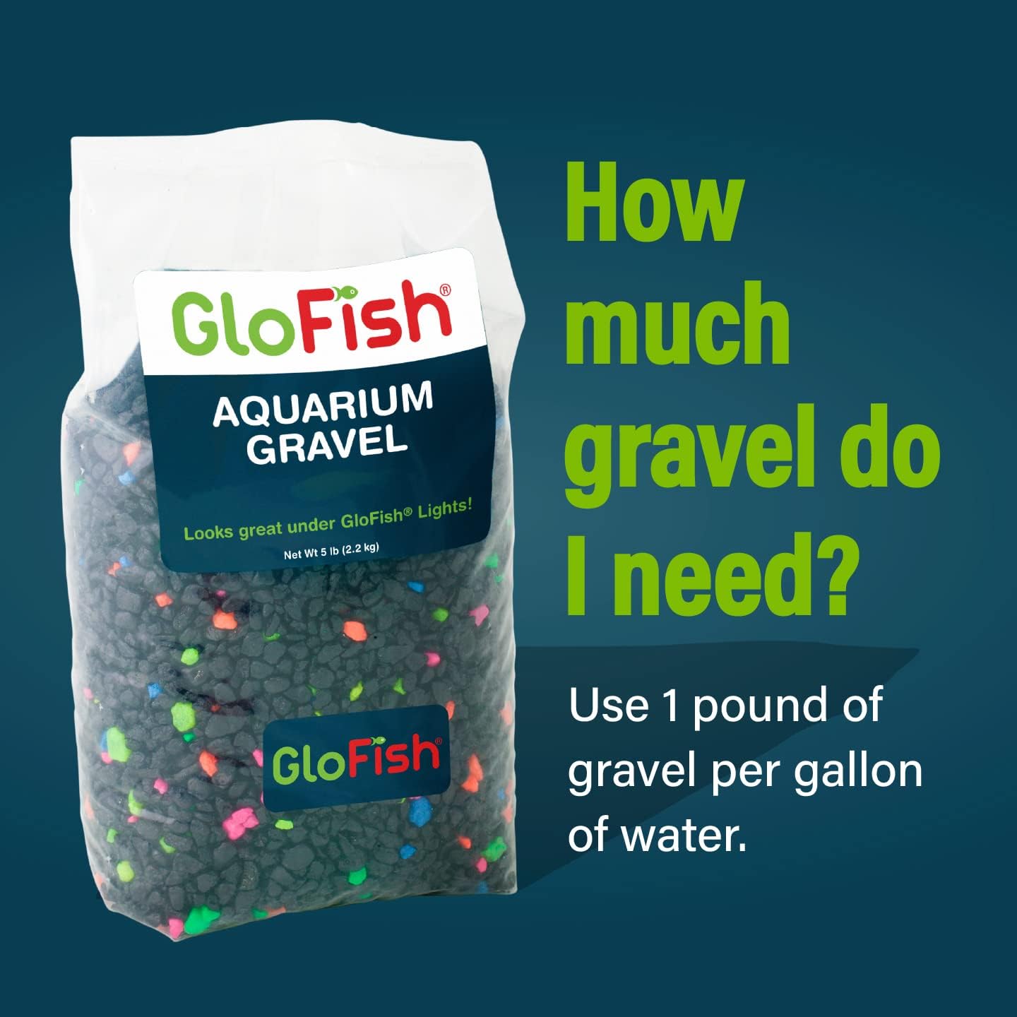Glofish Aquarium Gravel - Black with Fluorescent Accents, 5 Lb Bag for Fish Tanks