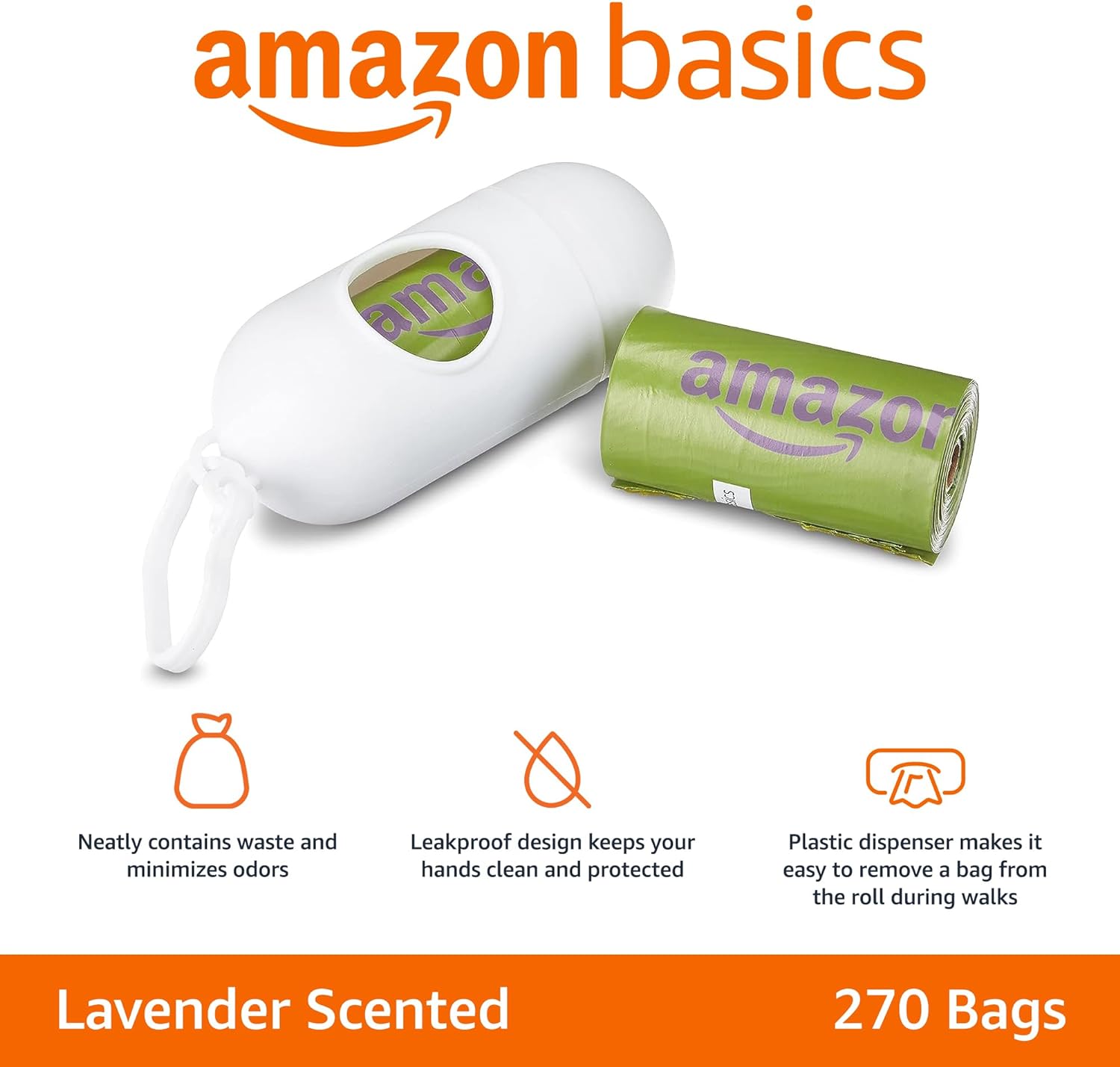 Lavender Scented Dog Poop Bags - 270 Count, 18 Pack, Dispenser Included