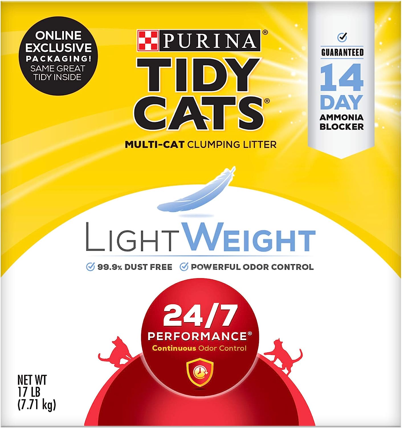 Purina Tidy Cats Lightweight Clumping Cat Litter - 24/7 Performance, Multi-Cat, 17lb Box