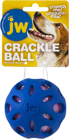 Petmate Crackle Heads Crackle Ball - Crunchy Noise Chew and Fetch Toy for Dogs, Assorted Colors, Medium 3' Diameter