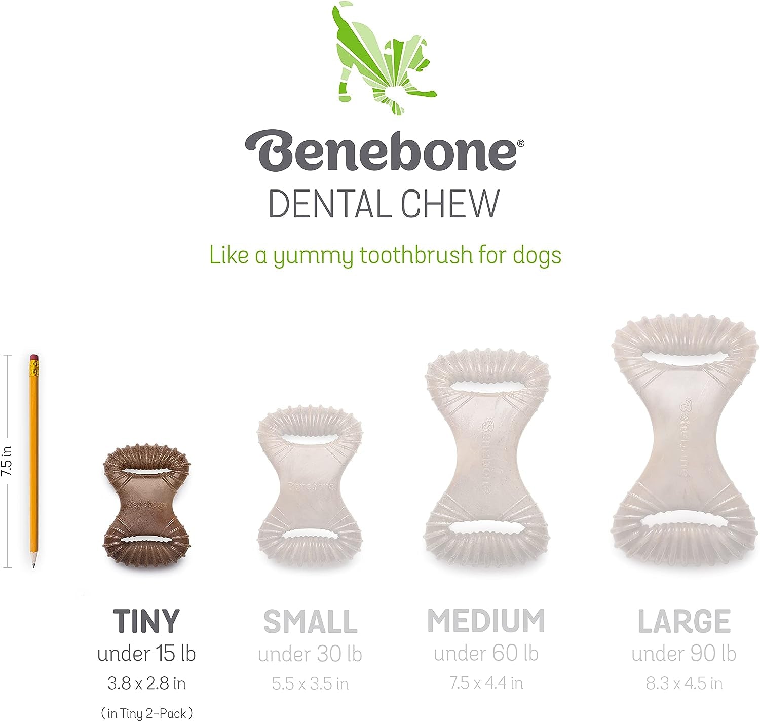 Benebone Puppy 2-Pack Dental Chew/Wishbone Dog Toys - Made in USA, Real Bacon Flavor