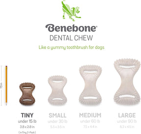 Benebone Puppy 2-Pack Dental Chew/Wishbone Dog Toys - Made in USA, Real Bacon Flavor