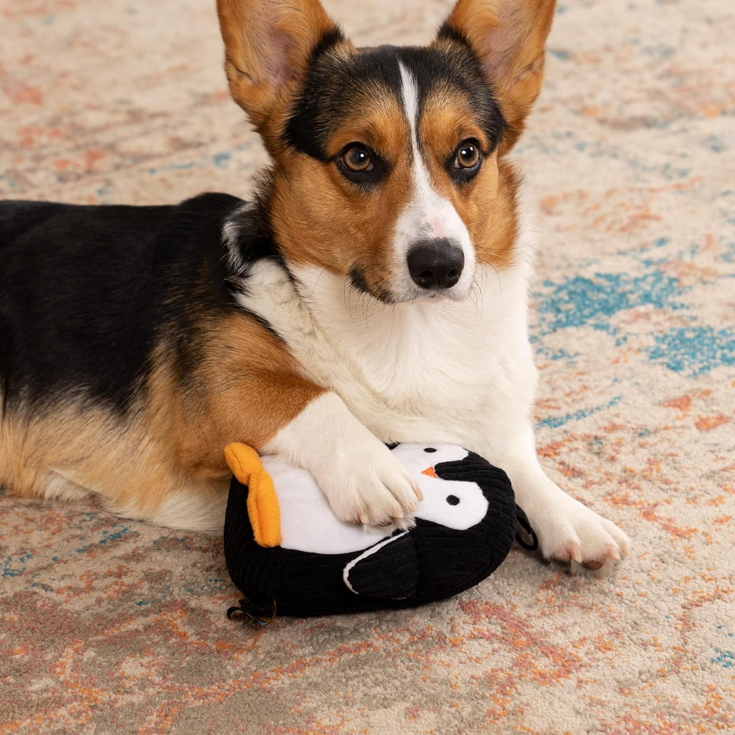 Trustypup Silent Squeak Penguin Dog Toy - Chew Guard Technology, Medium, Black/White