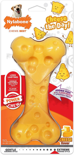 Nylabone Cheese Dog Toy - Power Chew for Aggressive Chewers - Medium/Wolf Size