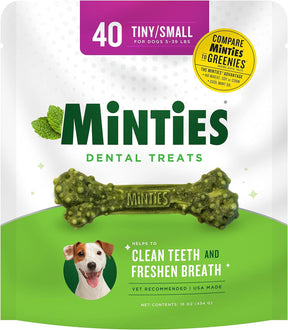 Dental Chews for Tiny/Small Dogs - Vet-Recommended Dental Treats (40 Count)