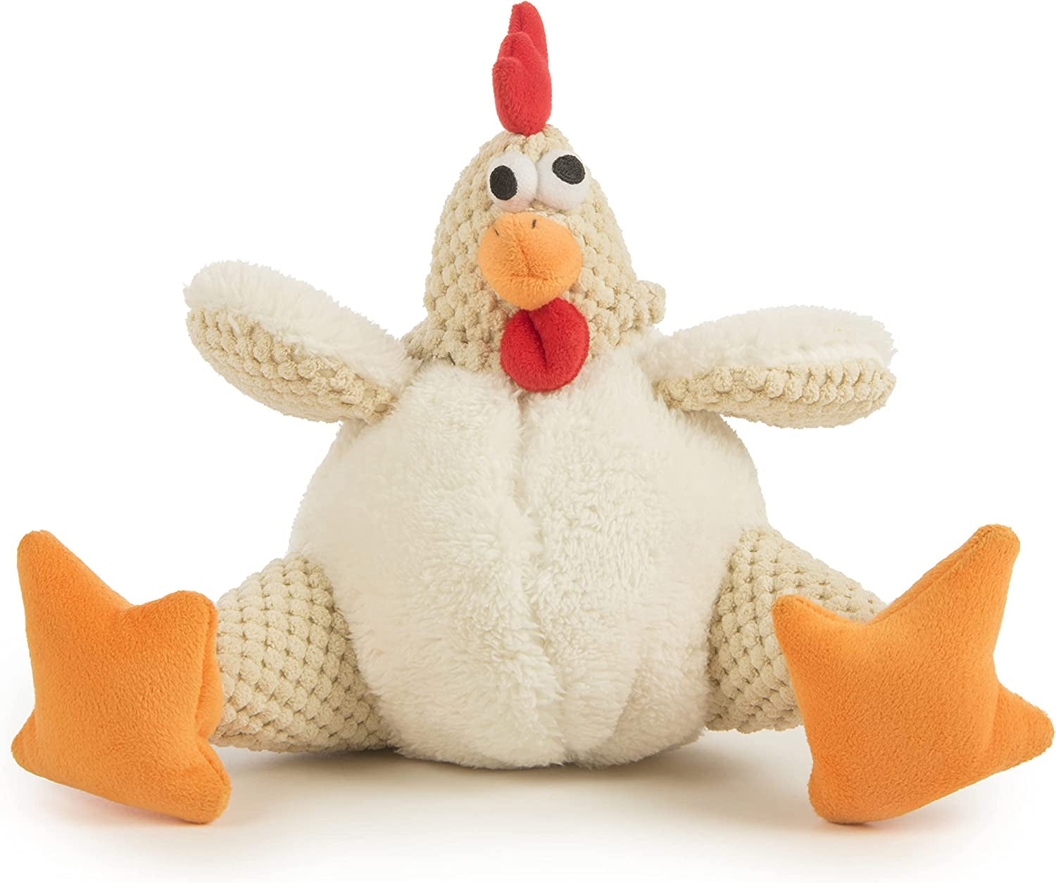 Checkers Fat Rooster Squeaky Plush Dog Toy, Chew Guard Technology - White, Large