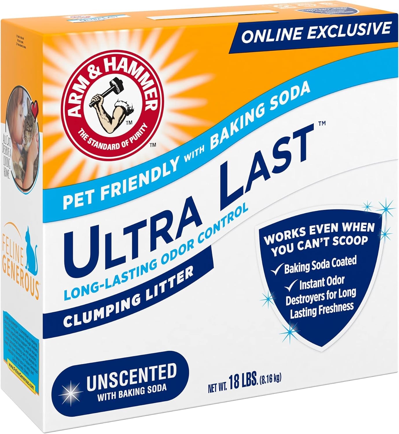 Arm & Hammer Ultra Last Unscented Clumping Cat Litter - Multicat 18lb