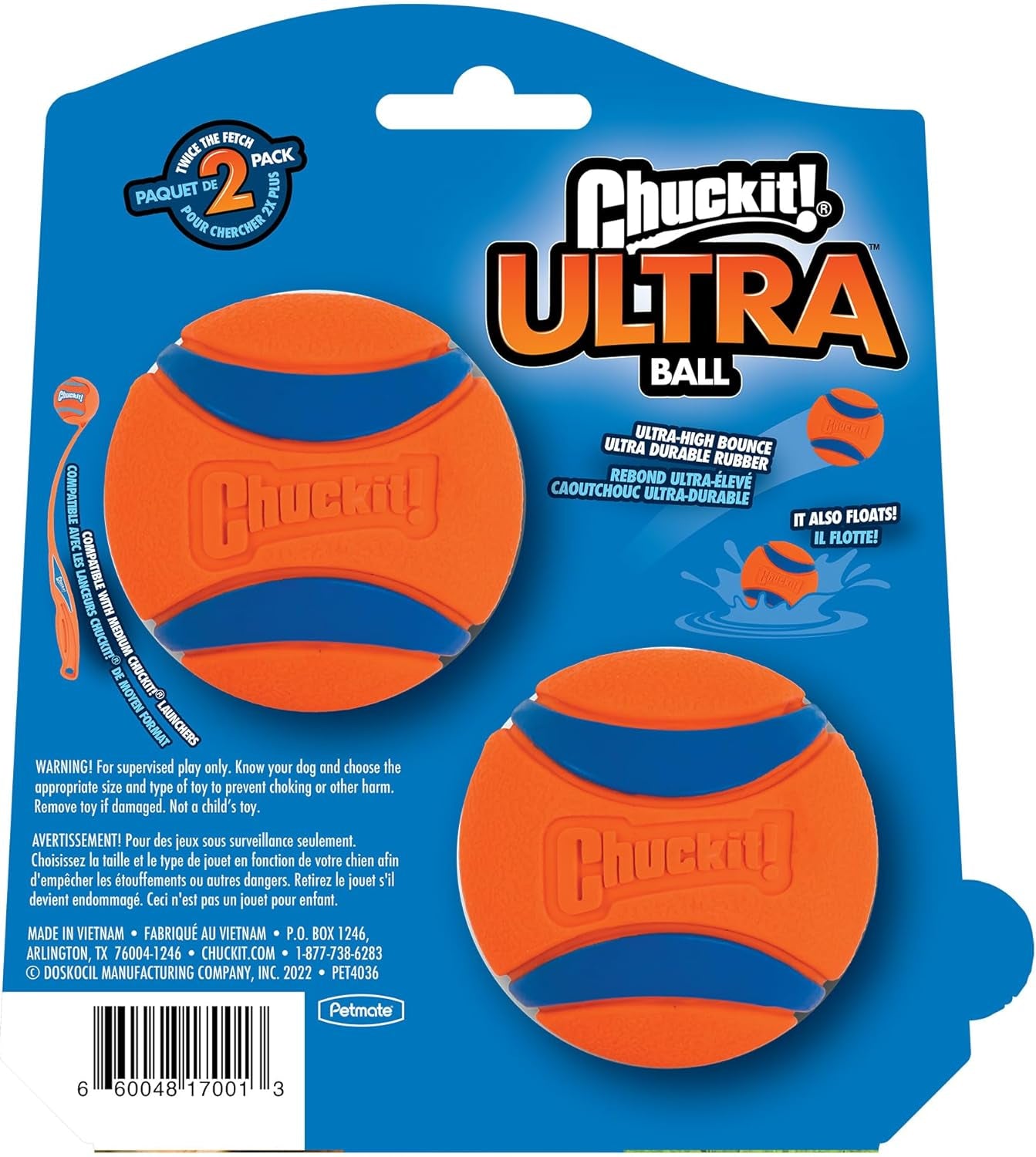 Ultra Ball Dog Toy, Medium (2.5 Inch Diameter) Pack of 2, for Breeds 20-60 Lbs