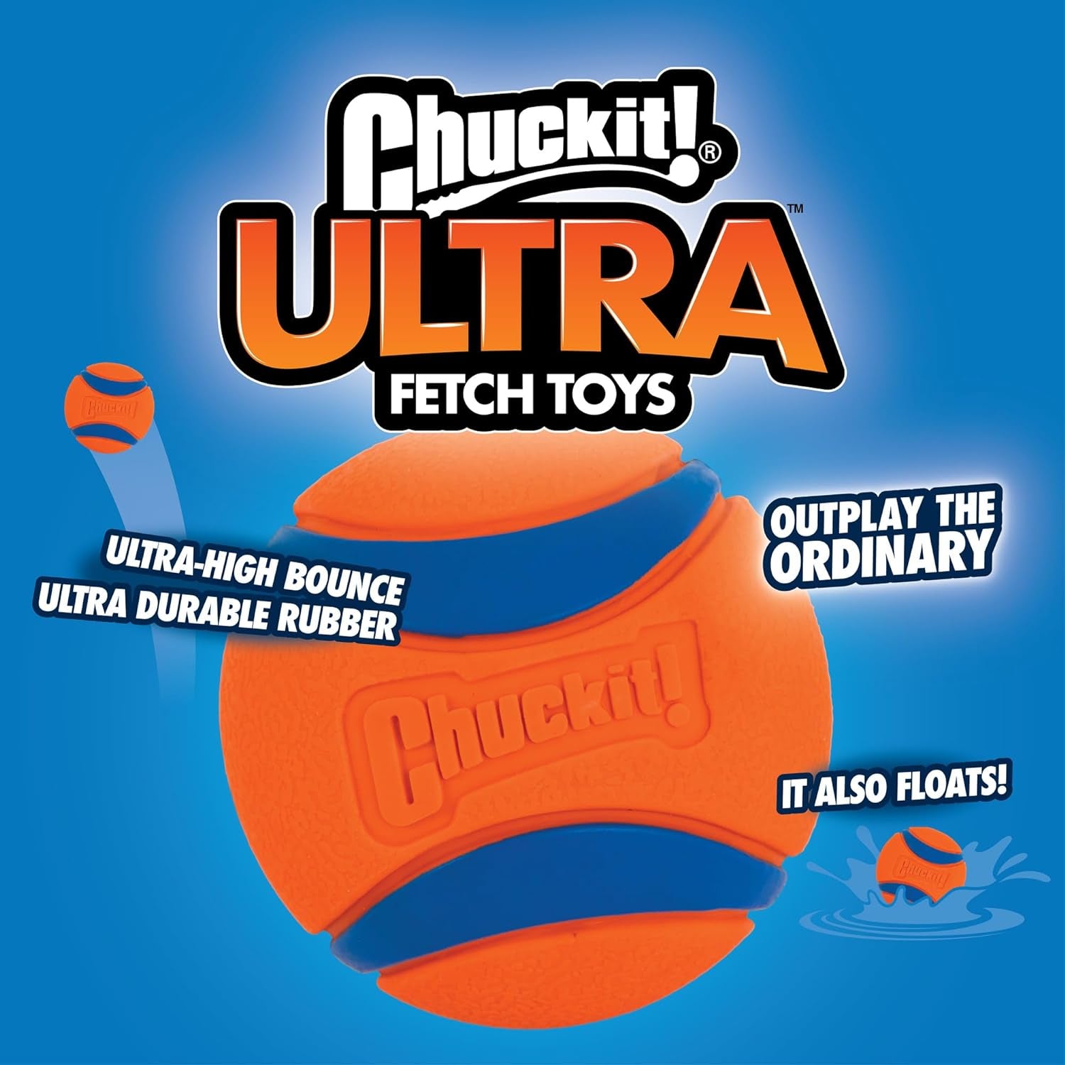 Ultra Ball Dog Toy, Medium (2.5 Inch Diameter) Pack of 2, for Breeds 20-60 Lbs