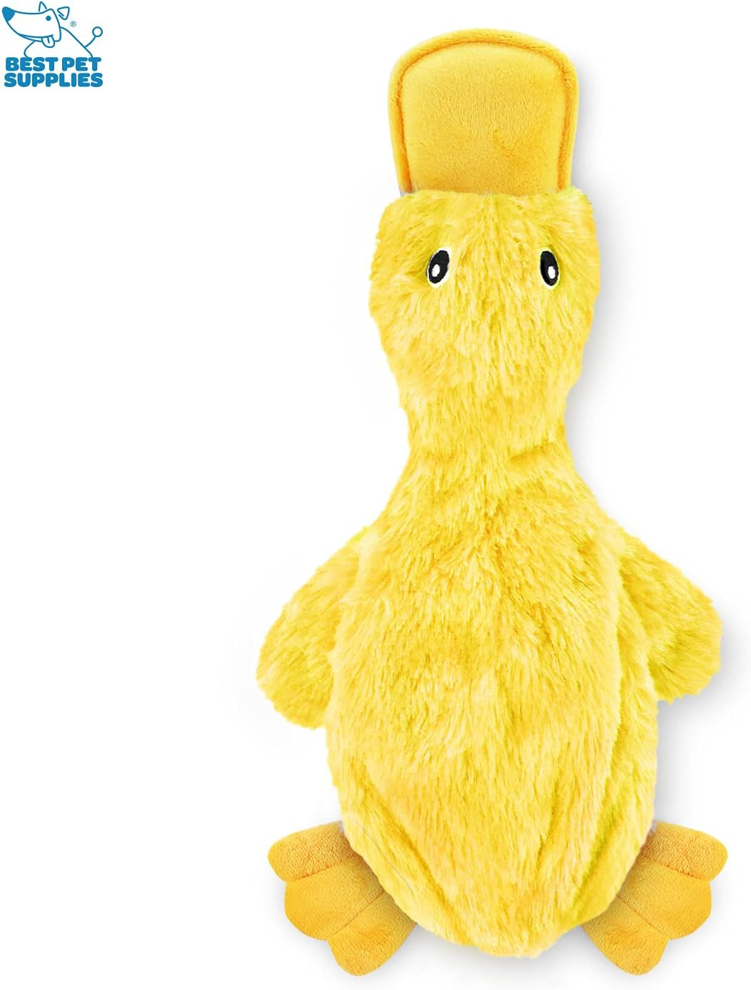 Crinkle Dog Toy for Small, Medium, and Large Breeds, Cute No Stuffing Duck with Soft Squeaker, Fun for Indoor Puppies and Senior Pups, Plush No Mess Chew and Play - Yellow