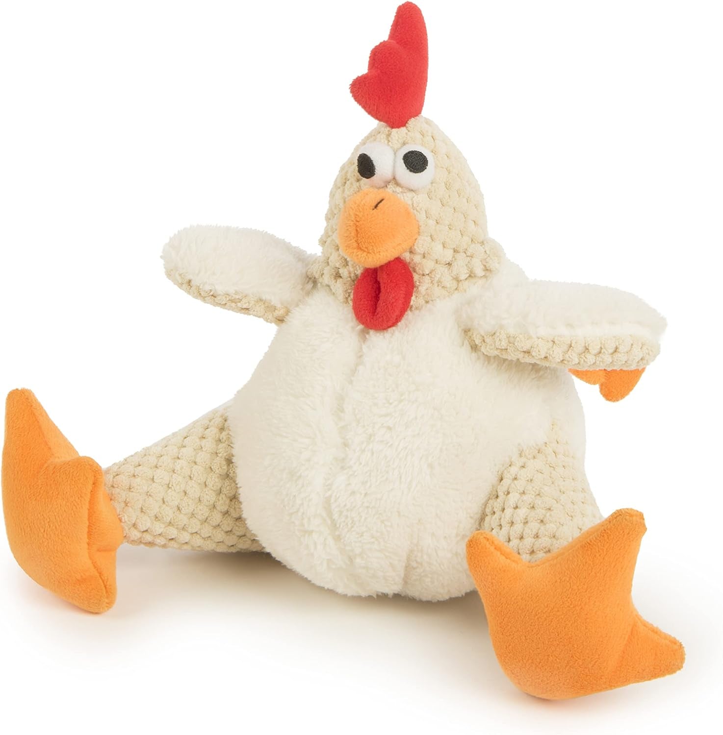 Checkers Fat Rooster Squeaky Plush Dog Toy, Chew Guard Technology - White, Large